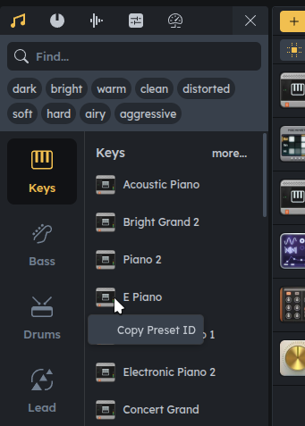 Right Click To Get Preset Id